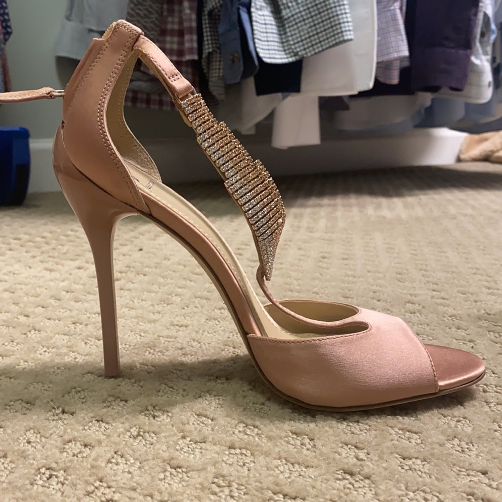 Brian Atwood pink satin stilettos